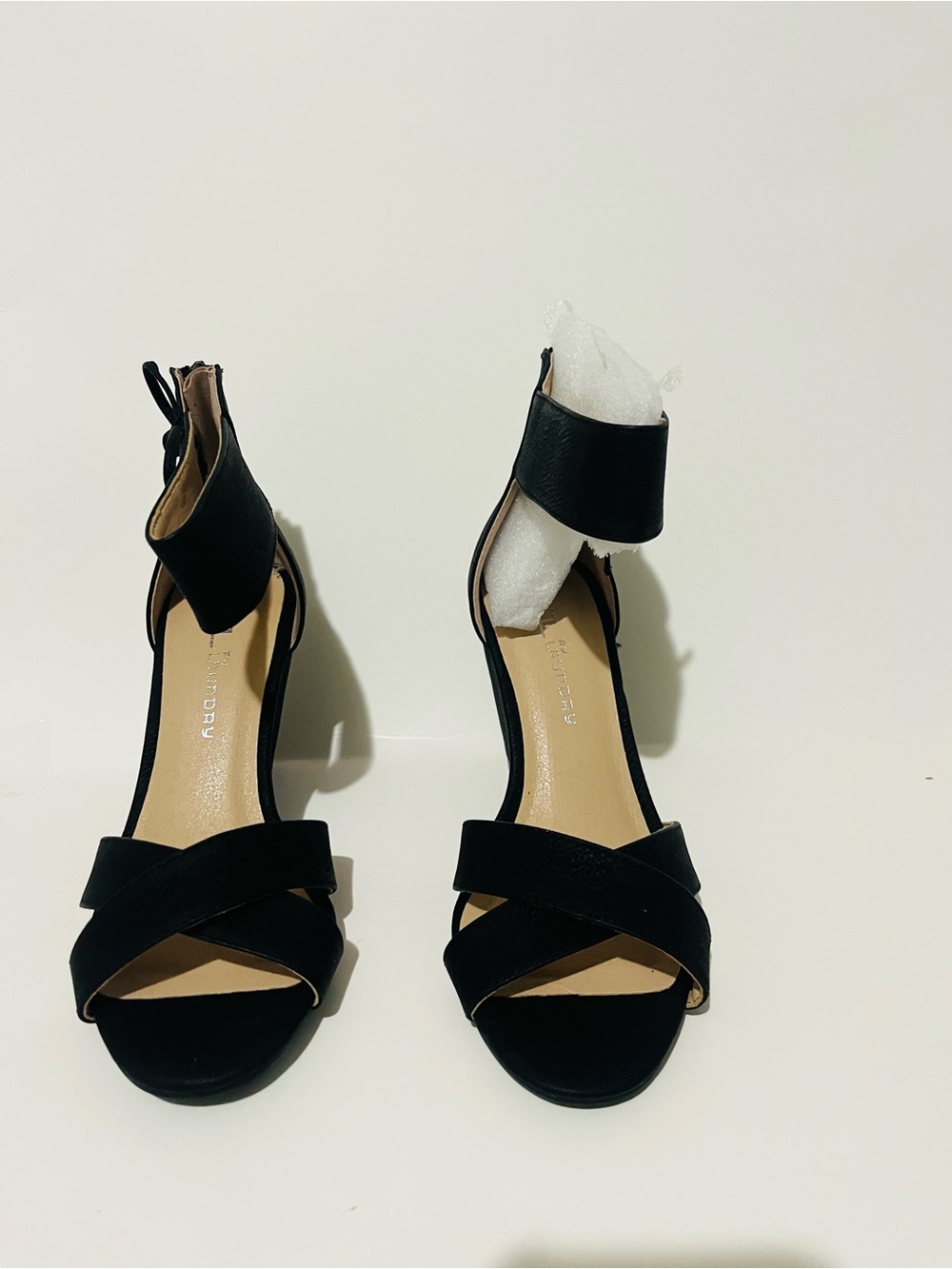 CL by Laundry Black Women's Strappy Ankle-Wrap Heeled Sandals